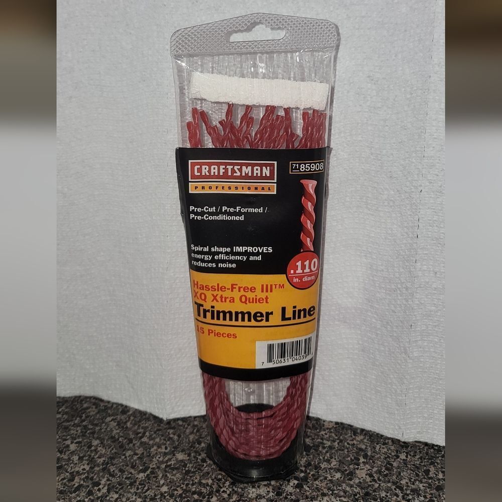 Craftsman 85908 Trimmer Line .110 Diameter 15 Pieces Pre-Cut Pre-Formed New